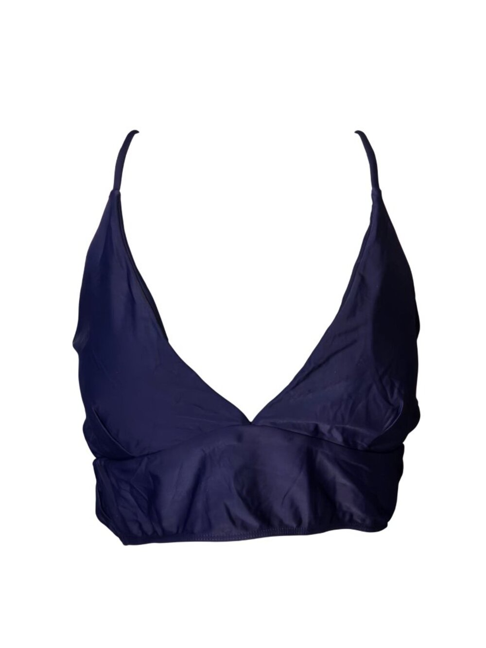 Deep V‑Neck Bikini Top LG Navy Blue Strappy Back Halter Quick‑Dry